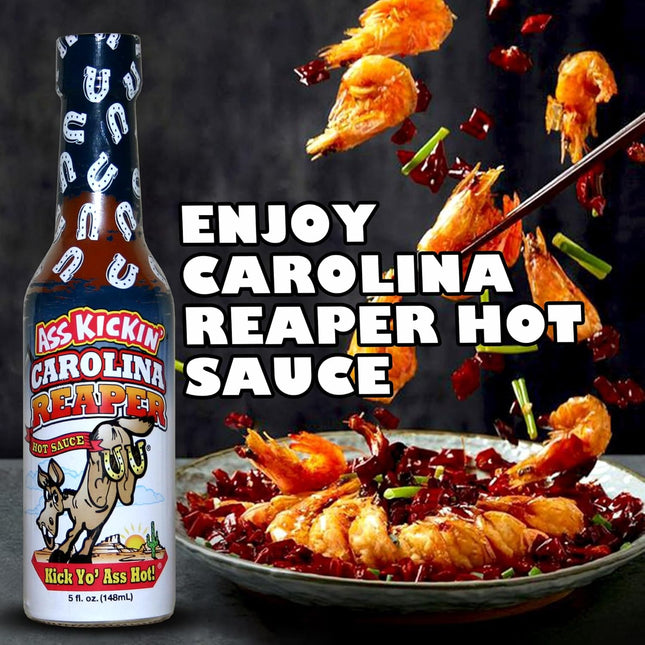 ASS KICKIN' Carolina Reaper Hot Sauce - 5 Oz - Premium Gourmet Hot Sauce for Chicken Wings and Breakfast BurritosâPerf