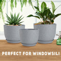 Plant Pots 10/9/8/7.5/7 Inch Flower Pots with Multi Mesh Drainage Holes, Planters for Indoor Outdoor Garden Plants and Flowers. (Gray)