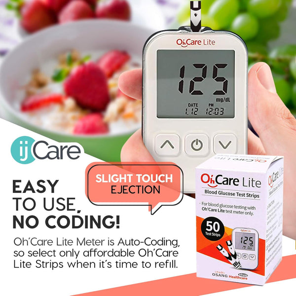 OhâCare Lite Blood Sugar Testing Monitor â Glucose Test Strips and Lancets for for Blood Testing â Accurate and Affordable Diabetic Supplies