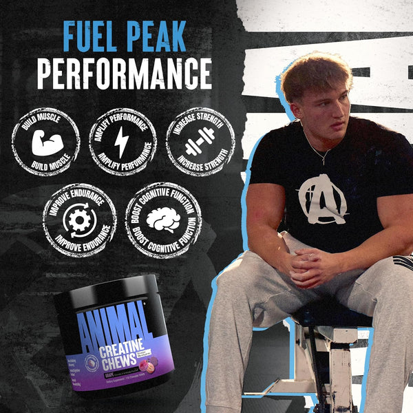 Animal Creatine Chews Tablets - Enhanced Creatine Monohydrate with Astragin to Improve Absorption, Sea Salt for Added Pumps, Delicious and