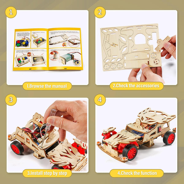 STEM Kits for Kids Ages 8-10, Remote Control Car Model Building Kit for Boys 8-12, Wooden 3D Puzzles 8-13, Wood Science Crafts Projects, STEM Toys