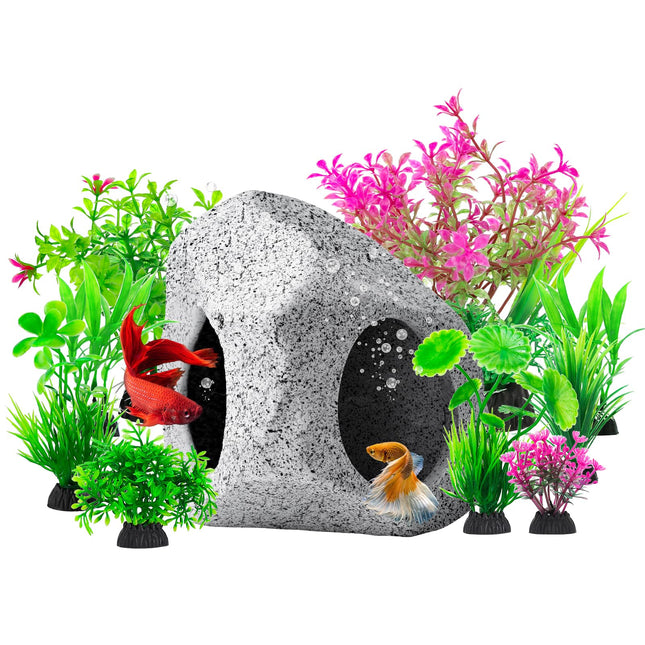CousDUoBe 10Pcs Aquarium Hideaway Rock Cave Fish Tank Decorations quarium,Betta Toys Hideout Stones House,Safe and Non-T
