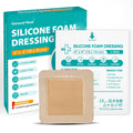 General Medi Waterproof Silicone Foam Island Dressing (10 Packs) â 4" X 4" Sterile Wound Care Pad with Adhesive Border - Sterile, Soft & Highly