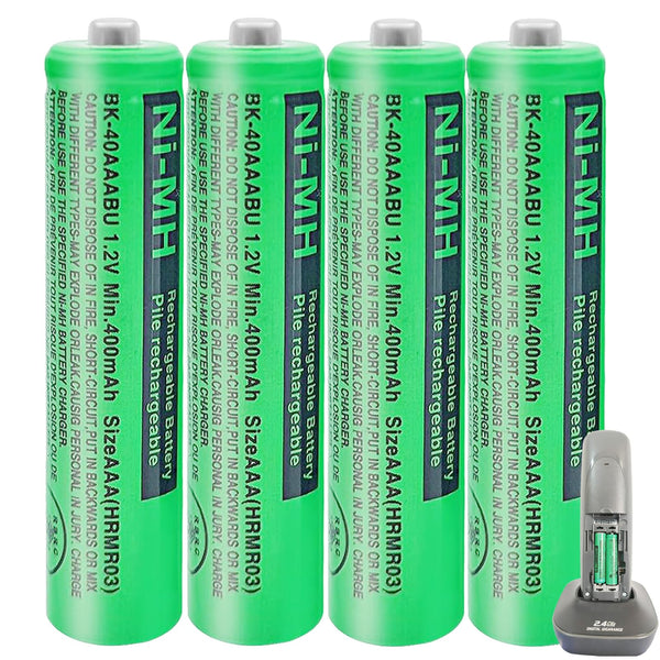 BK-40AAABU NI-MH AAA Rechargeable Battery 1.2V 400Mah 4Pack Nimh AAA Batteries for Panasonic Cordless Phones, Remote Controls, Electronics