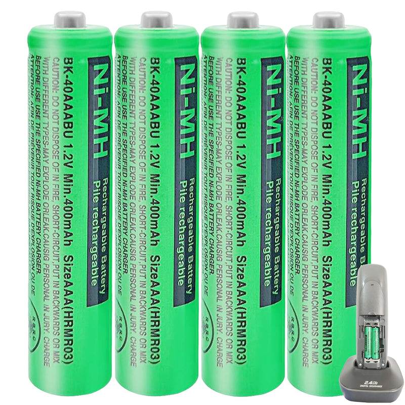 BK-40AAABU NI-MH AAA Rechargeable Battery 1.2V 400Mah 4Pack Nimh AAA Batteries for Panasonic Cordless Phones, Remote Controls, Electronics