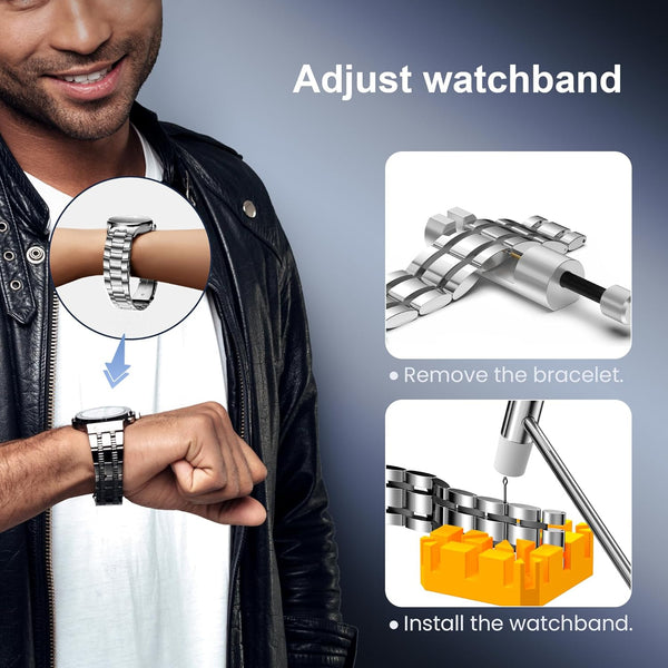JOREST Watch Repair Tool Kit for Battery Replacement, Strap Adjustment Resizing, Watch Link Pin Remover, Watch Opening, Pry Knife Case Opener for