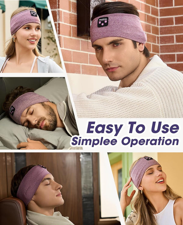 Perytong Sleeping Headphones Bluetooth 5.4 Headband, Wireless Music Sleeping Mask Headphones Earbuds Earphones Sweatproof for Women Mom Sports