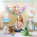 Basumee Stuffed Animals Net or Hammock with LED Light Hanging Toy Net Hammock for Stuffed Animals Storage Stuff Animals Hammocks for Nursery Kids