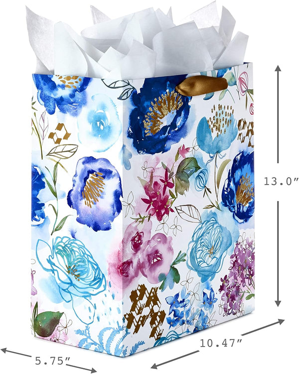 Hallmark 13" Large Gift Bags Assortment with Tissue Paper (Pack of 3: Floral, Chevron, Dots) for Birthdays, Mother'S Day, Baby Showers, Bridal