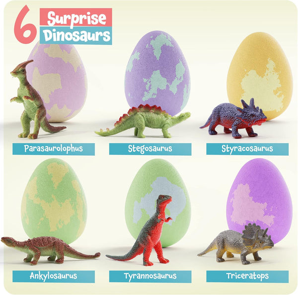Dino Egg Bath Bombs for Kids - Kid Baths Bomb with Surprise inside - Dinosaur Toys Gift for Boys and Girls Ages 6 7 8 Years Old Gifts - Fun