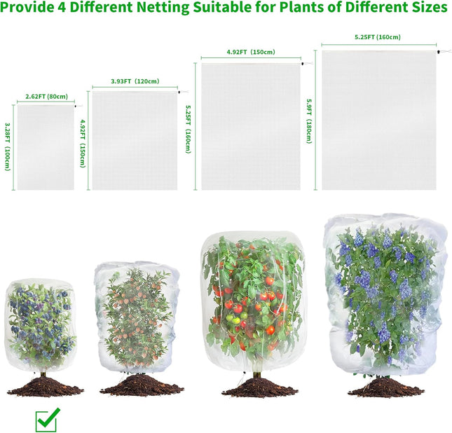 Garden Mesh Netting with Drawstring,Plants Cover Protection from anti Birds,Bugs,Cicadas,And Insects-Pest Barrier Bag fo