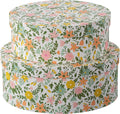 Soul & Lane Spring Fling Oval Decorative Keepsake Boxes with Lids - Set of 2: Floral Pattern Cardboard Containers, Stackable Retro Mache