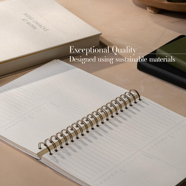 Anecdote 2025 Planner (8.5" X 10") Daily Planner Weekly Monthly Planner - 52 Weeks W/Library Buckram Cover, Brass Spiral - A4 Size Bleed-Resistant