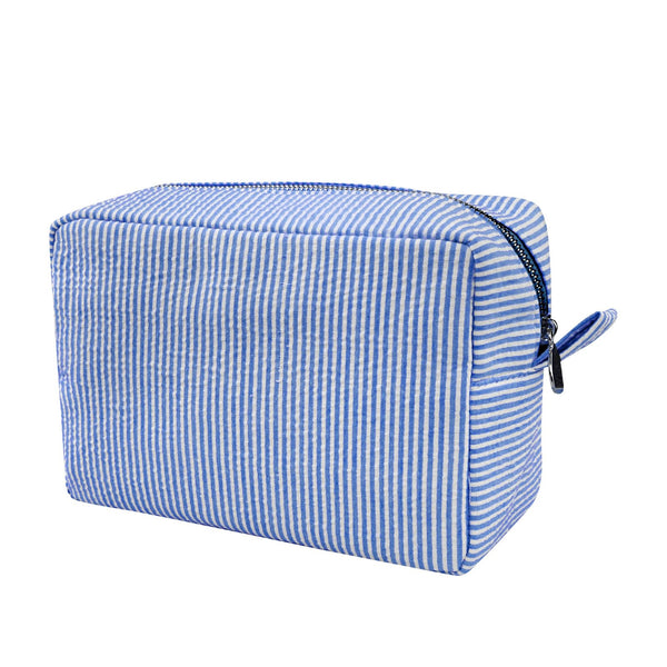 GFU Makeup Bag for Women, Cute Cosmetic Bag, Lightweight Toiletry Make up Bag, Large Seersucker Aesthetic Organizer Storage Pouch for Girls, Women