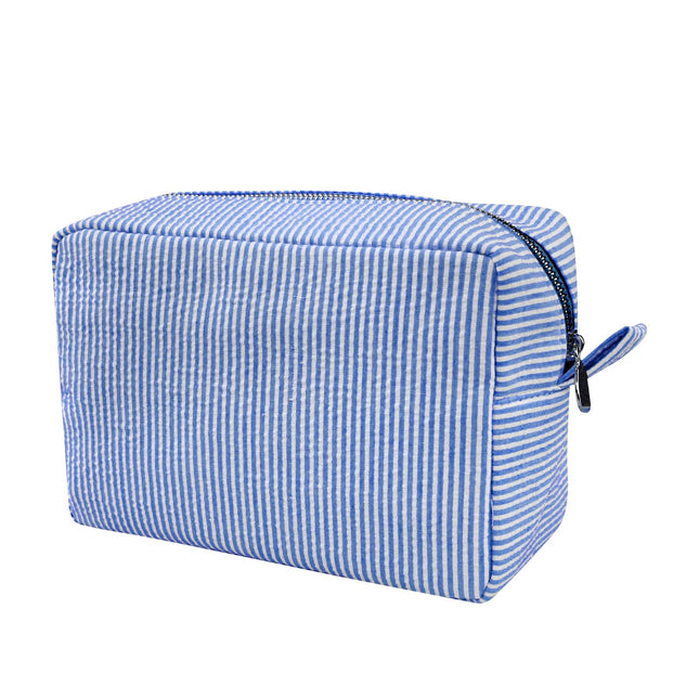 GFU Makeup Bag for Women, Cute Cosmetic Bag, Lightweight Toiletry Make up Bag, Large Seersucker Aesthetic Organizer Stor