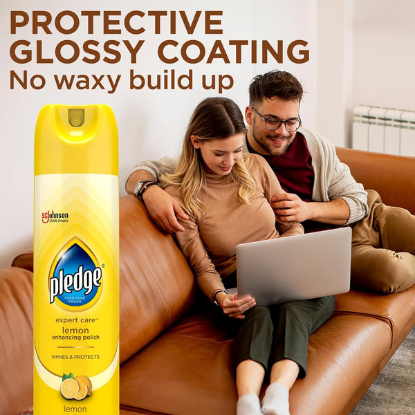 Pledge Enhancing Polish, Furniture & Wood Spray, Lemon Scent, 9.7oz (Pack of 3) 9.7 Ounce (Pack of 3)