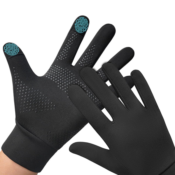Winter Running Gloves for Men Women Cold Weather Liner Thermal Warm Gloves Black Touchscreen Thin Winter Gloves for Ski Snow Cycling Biking