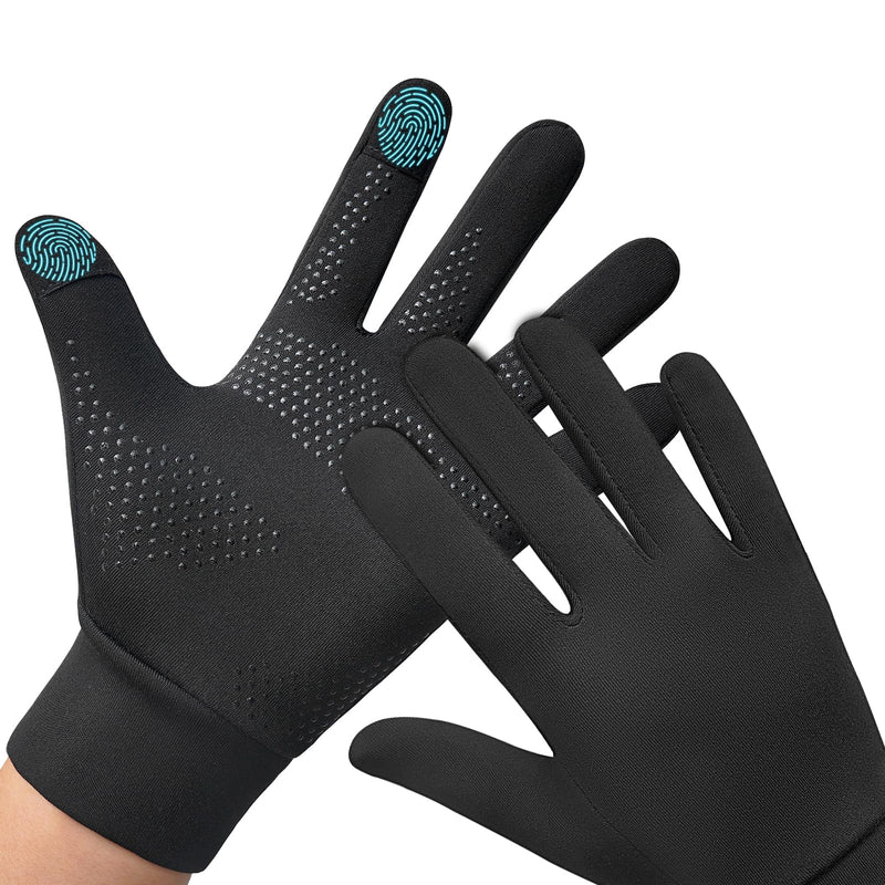Winter Running Gloves for Men Women Cold Weather Liner Thermal Warm Gloves Black Touchscreen Thin Winter Gloves for Ski Snow Cycling Biking