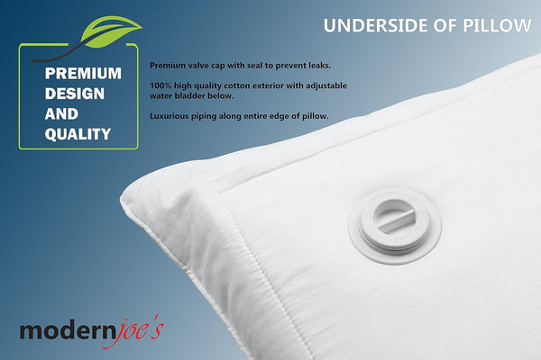 MODERNJOE'S Luxurious Queen Size Water Pillow (20X28), Adjustable Waterbase Pillow (Fiber Fill)