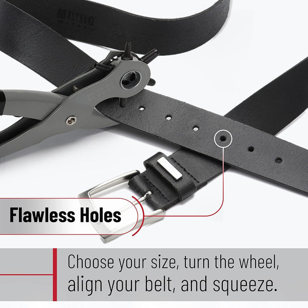 UNCO- Leather Hole Punch Tool, 6 Different Hole Sizes (5/64", 3/32", 7/64", 1/8", 5/32", 3/16"), Durable Hole Punch for Watch Bands, Straps, Dog