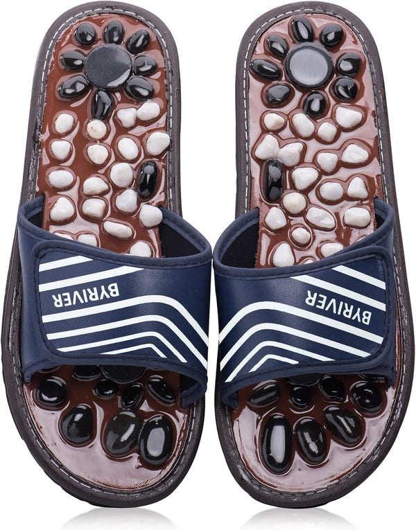Acupressure Mat Pebble Foot Massager Relaxer Pain Relief Health Sandals Slippers Relaxation Gifts for Men Women(Blue25)