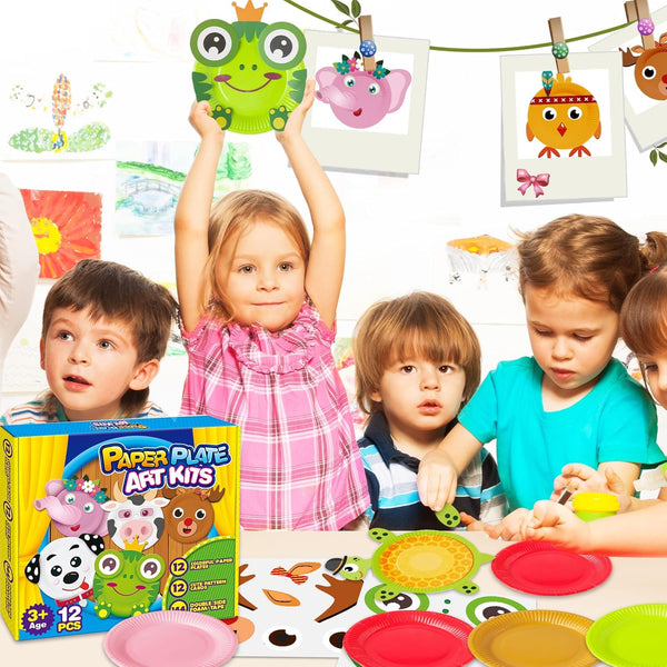 V-Opitos Arts and Crafts Kits for Kids, 12 Pack Simple Animal Paper Plate Crafts for Toddler Age of 2, 3, 4, 5 Years Old, Fun Preschool Classroom