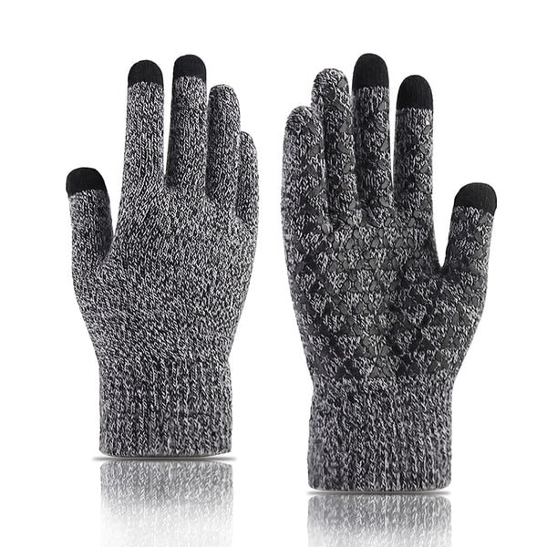 Andiker Winter Knit Gloves, Men Women Touch Screen Cold Weather Gloves, Full Finger Soft Warm anti Slip Gloves for Hiking