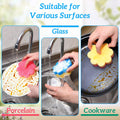 3Pcs Dish Soap Sponge, Dish Washing Sponge,Dual-Sided Temperature Scrubby Sponges,Flower Dual-Sided Sponge for Dish, Bathroom, Kitchen, Washing &