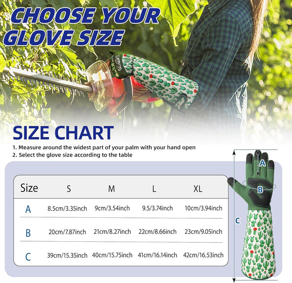 Schwer Gardening Gloves for Women, Rose Pruning Gloves with Forearm Protection, Breathable and Comfortable Thorn Proof Garden Glove with Touch