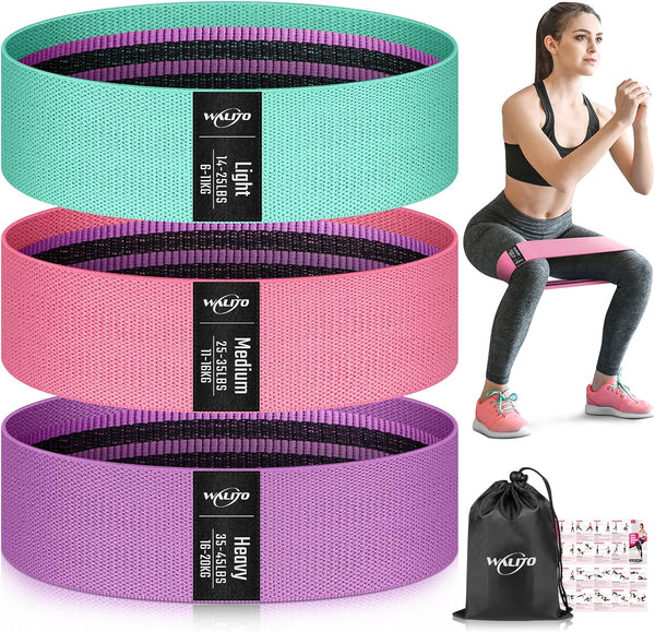 WALITO Resistance Bands for Legs and Butt, Fabric Exercise Loop Bands Yoga, Pilates, Rehab, Fitness and Home Workout, Strength Bands for Booty