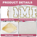 Bride Gifts MRS Patch Travel Makeup Bag Varsity Letter Cosmetic Toiletry Bag Letter Patches White Makeup PU Bag Bride Clutch Purse Waterproof
