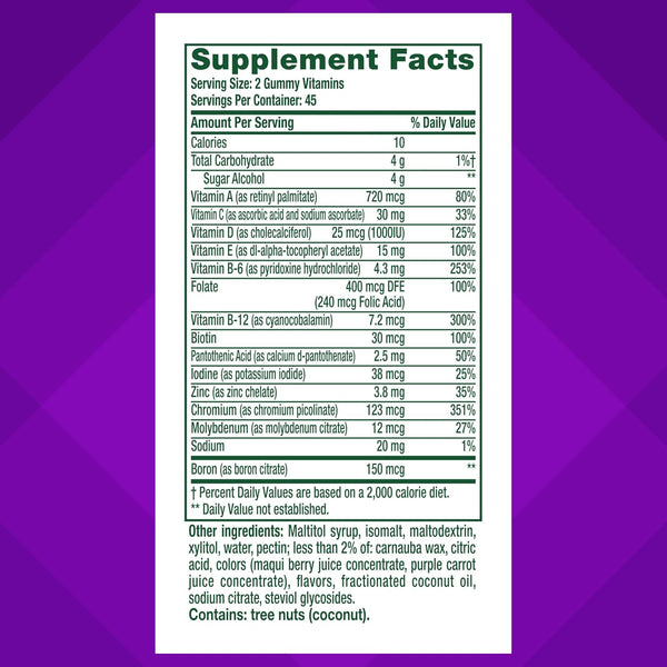 Vitafusion Sugar Free MenâS Multi Daily Gummy Multivitamins, Supports Energy Metabolism, Muscle and Immune Health (1), Mixed Berry Flavors, 90 Count