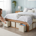 Home-Complete Storage Cubes - 8-Piece Collapsible Storage Bin Set for Shelves - for Organizing the Home, Office, Playroom, and Nursery (Beige)