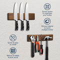 ENOKING Magnetic Knife Holder for Wall, 10 Inch Powerful Magnetic Knife Holder for Refrigerator, Knife Magnetic Strip No Drilling Acacia Wood Wall