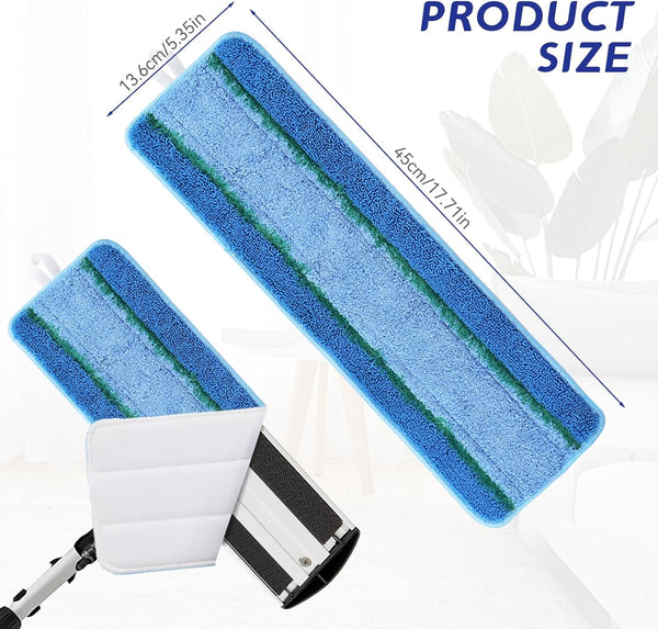 Upgraded Replacement Microfiber Mop Pads for Rubbermaid Commercial 18 Inch Mop 17 Inch Mop, Reusable Wet & Dry Commercial Cleaning Flat Mop System