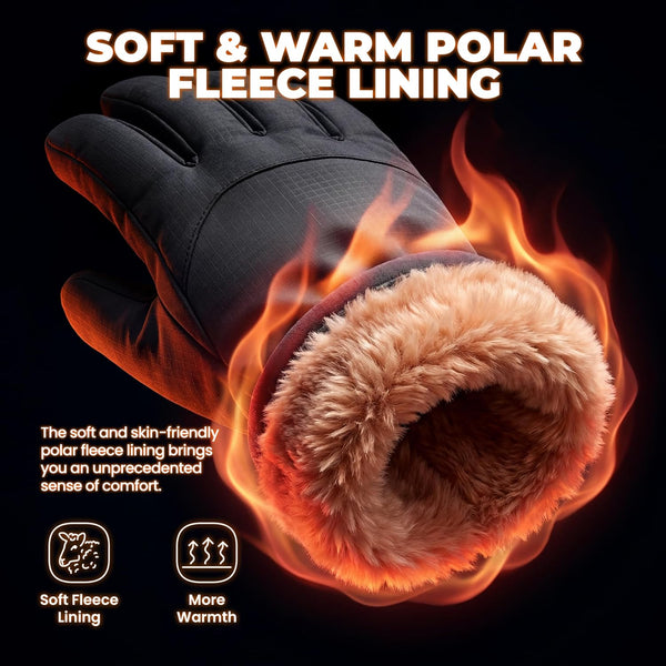 Rivmount Winter Waterproof Ski Snow Warm Gloves for Women Men, Windproof Cold Weather Thermal with Touchscreen Fingers, for Running Driving