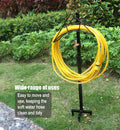 Outdoor Hose Holder Stand with Brass Spigot Faucet - Freestanding Metal Water Pipe Extension Hanger Stake Heavy Duty Storage Organizer for Garden