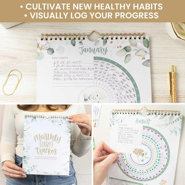 Bloom Daily Planners Hanging Habit Tracking Calendar â Undated 12 Month Inspirational Habit Tracker for Daily, Weekly & Monthly Goals (8â X 10â)