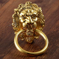 Mgoodoo 5Pcs Drawer Lion Head Pull Handle Knob Dresser Cabinet Pull Ring 1.97X3.54Inch Classical Antique Style Zinc Alloy Handle (Large|Gold)