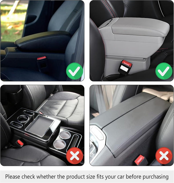 Upgraded Car Center Console Cover,Microfiber Leather Car Armrest Cover Cushion with 2 Storage Bags,Universal Car Armrest Storage Box Car Interior