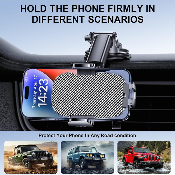 Phone Holder Car Mount for Iphone [Powerful Suction] Phone Mount for Car Dashboard Windshield Air Vent Universal Accessories [Thick Cases