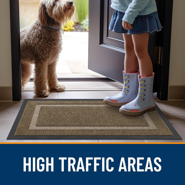 OLANLY Front Door Mat Indoor Outdoor Entrance, Waterproof All-Season, All-Weather Doormat, Sturdy Natural Rubber, Fade Resistant, Low Profile,