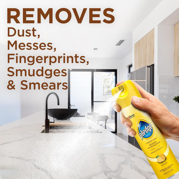 Pledge Enhancing Polish, Furniture & Wood Spray, Lemon Scent, 9.7oz (Pack of 3) 9.7 Ounce (Pack of 3)
