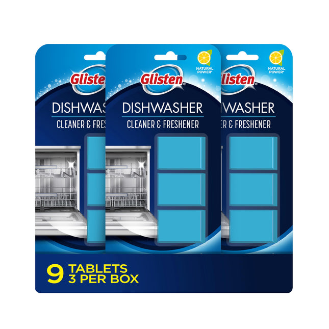 Glisten Dishwasher Cleaner and Freshener Deodorizer, Cleans and Freshens During Wash Cycle, Made in the USA, Lemon Scent