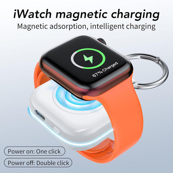 HUOTO Portable Watch Charger for Apple Watch Series 9,Portable Magnetic Iwatch Charger 1200Mah Power Bank Mini Purse Items Fast Keychain Charging