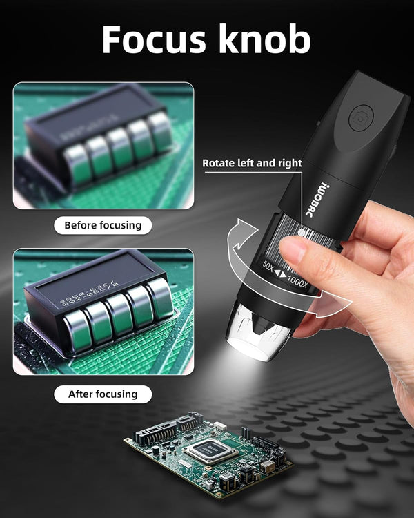 Digital Microscope Wireless Pocket Handheld USB Microscopes, 50X-1000X Zoom Fixed Focus HD Magnifier with Leds, Inspection Camera Compatible with