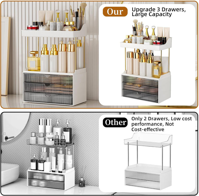 3 Drawers Bathroom Counter Organizer, 5 Tier Makeup Organizer, Versatile Perfume Organizer, Ideal for Bathroom Storage, 
