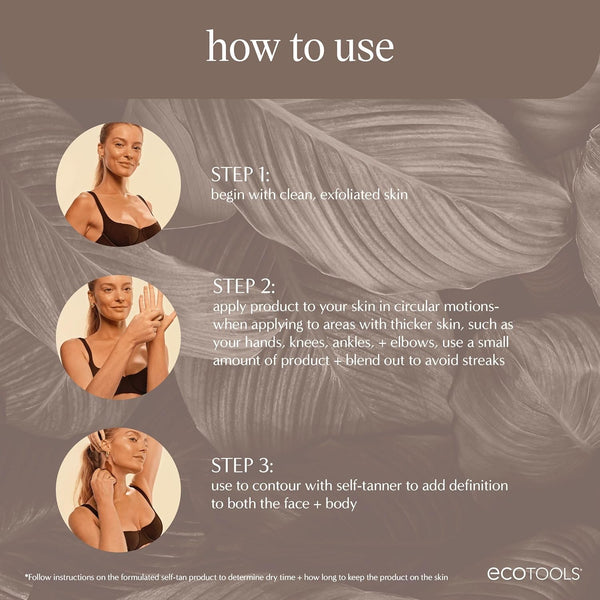 Ecotools Good Tan Body + Face Self-Tan Blending Brush, Kabuki Brush for Applying Self Tanner, Sunless Tanner Blending Brush, Eco Friendly Self