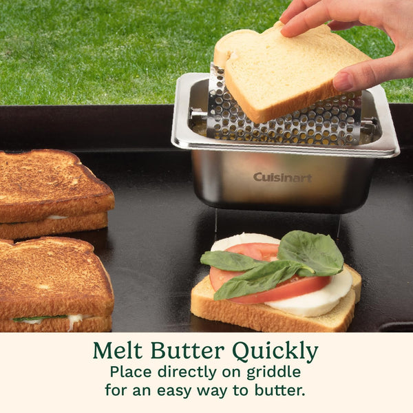 Cuisinart Stainless Steel Butter Wheel, Raised Bottom Butter Roller for Griddle for Golden Crust and Even Spread, Kitchen Grill Accessory for