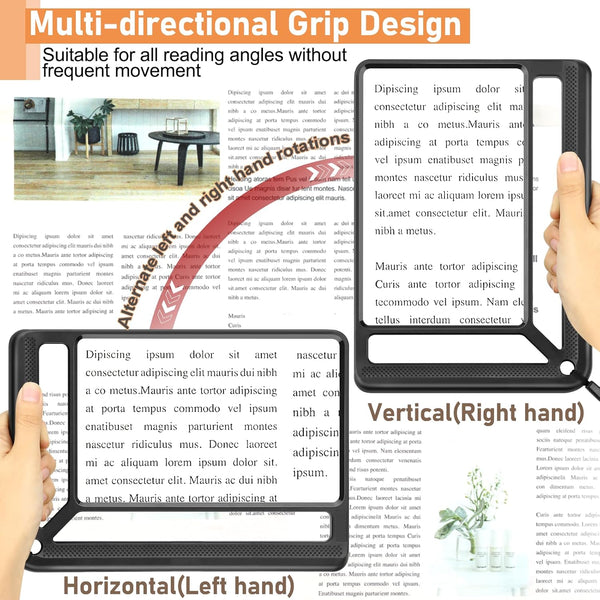 5X Full Page Magnifying Glass for Reading, Lightweight Rectangular Magnifier Provides Large Book Page Viewing Area, Upgraded Handheld Magnifier